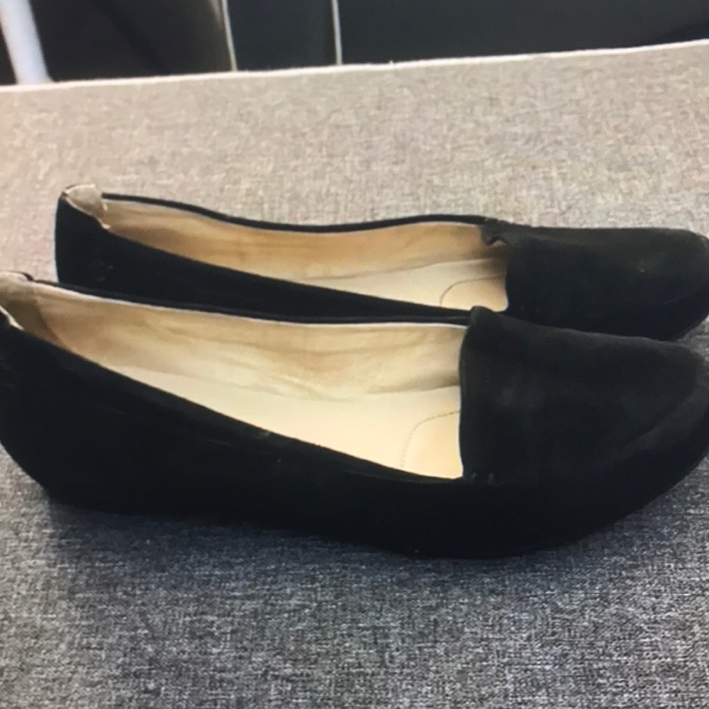 Naturalizer size 10 wide black suede flats slip on dress shoes